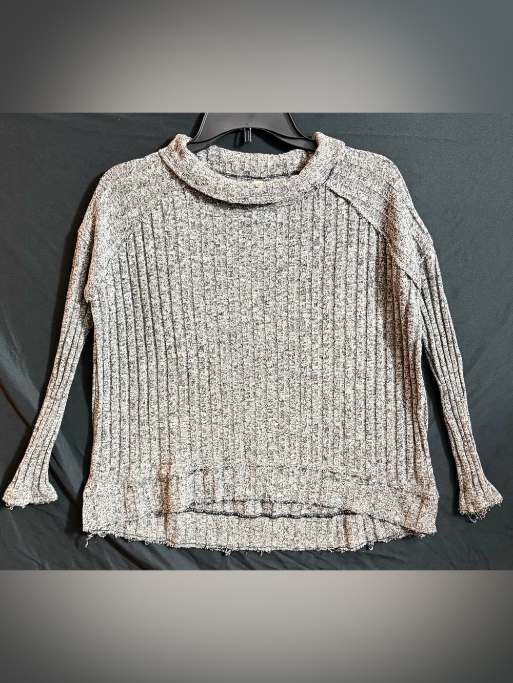 Free People‎ Clarissa Ribbed Gray Mock Neck Size Small Petite EUC